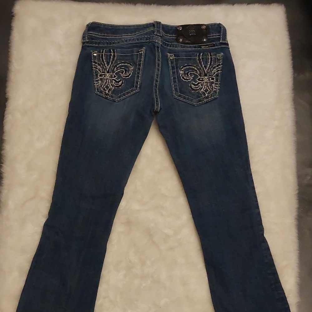 Miss Me Blue Boot Cut Jeans with Fleur-de-Lis Embroidery - Picture 9 of 9